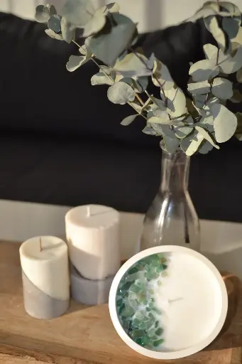 Bougie HESTIA pierre de Jade